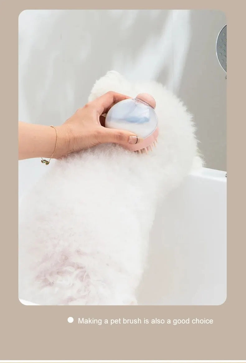 Spazzola da bagno per animali domestici con dispenser di shampoo