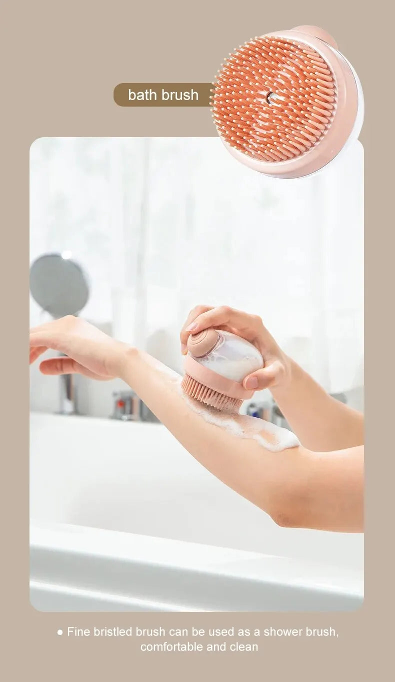 Spazzola da bagno per animali domestici con dispenser di shampoo