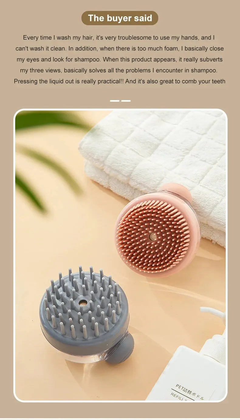 Spazzola da bagno per animali domestici con dispenser di shampoo