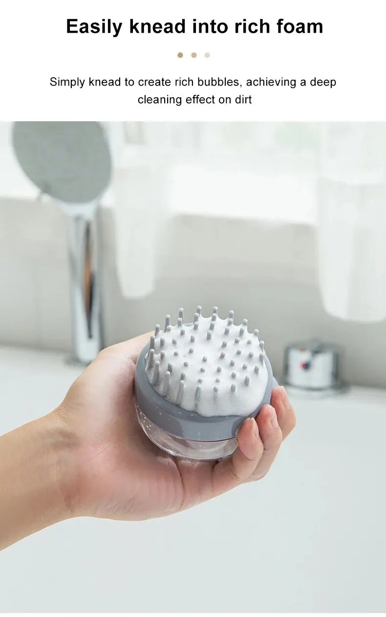 Spazzola da bagno per animali domestici con dispenser di shampoo