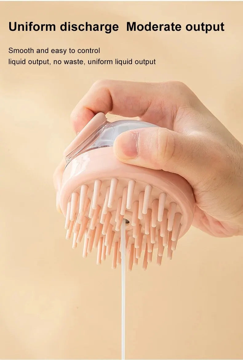 Spazzola da bagno per animali domestici con dispenser di shampoo